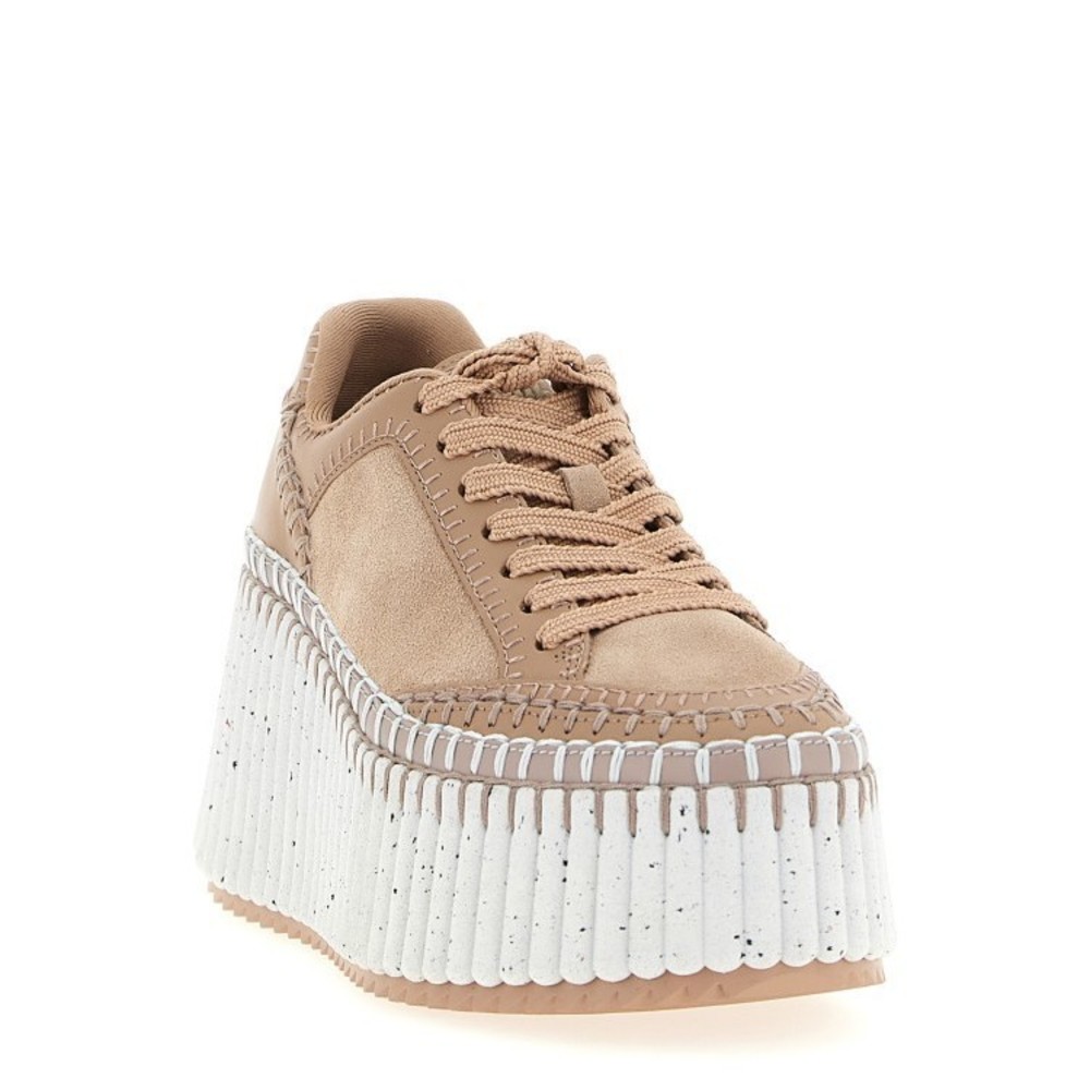 Chloe Stylish Tan and White Women's  Sneakers - Picture 2 of 4